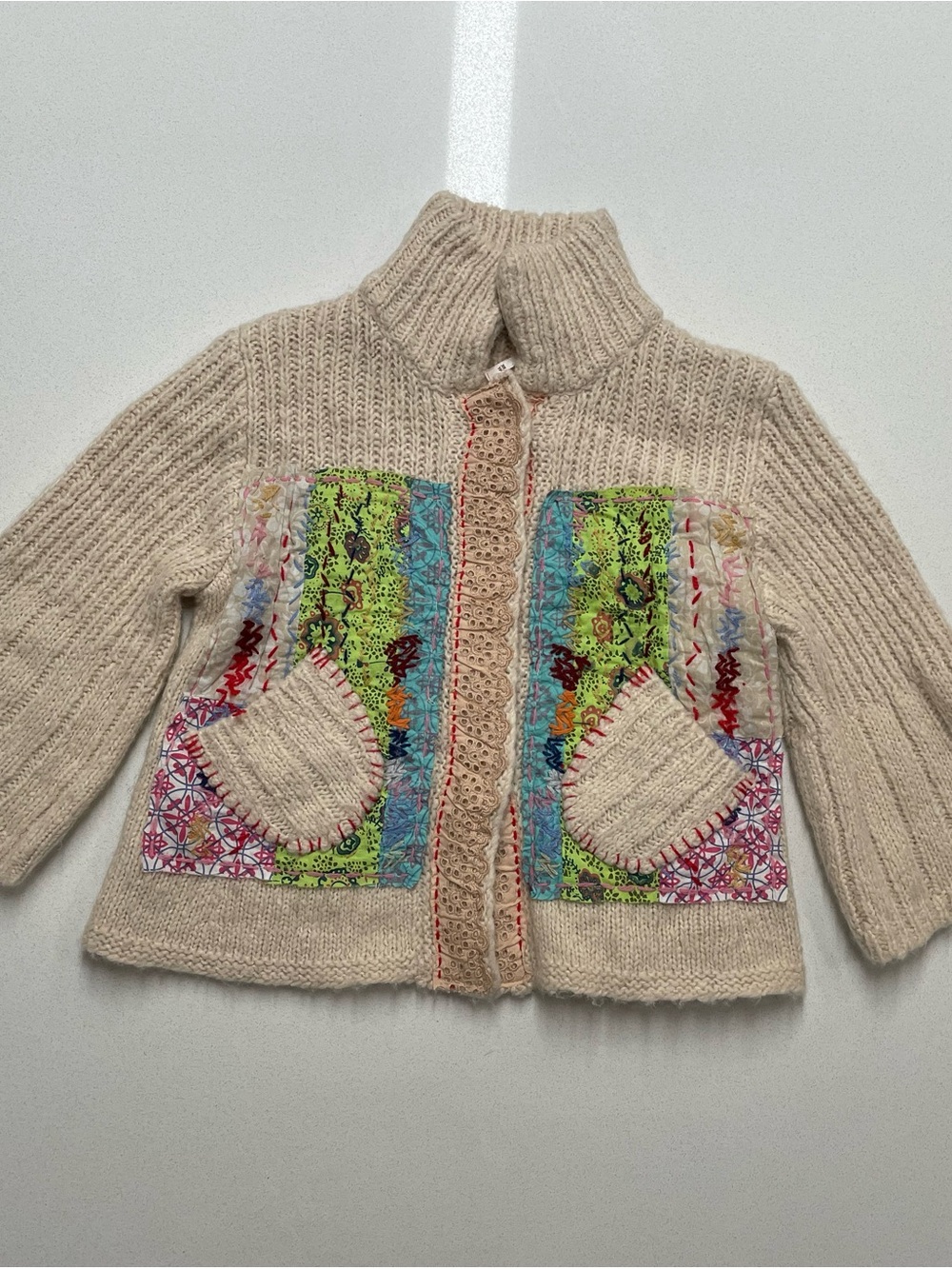 Vintage Free People Grandma Goes West Patchwork Knit Cardigan Sweater - Picture 5 of 14